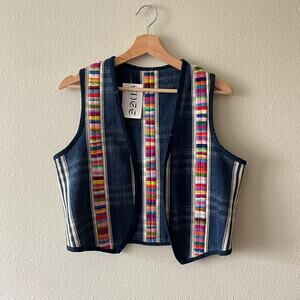 Embroidered denim vest boho hippie festival | size s/m